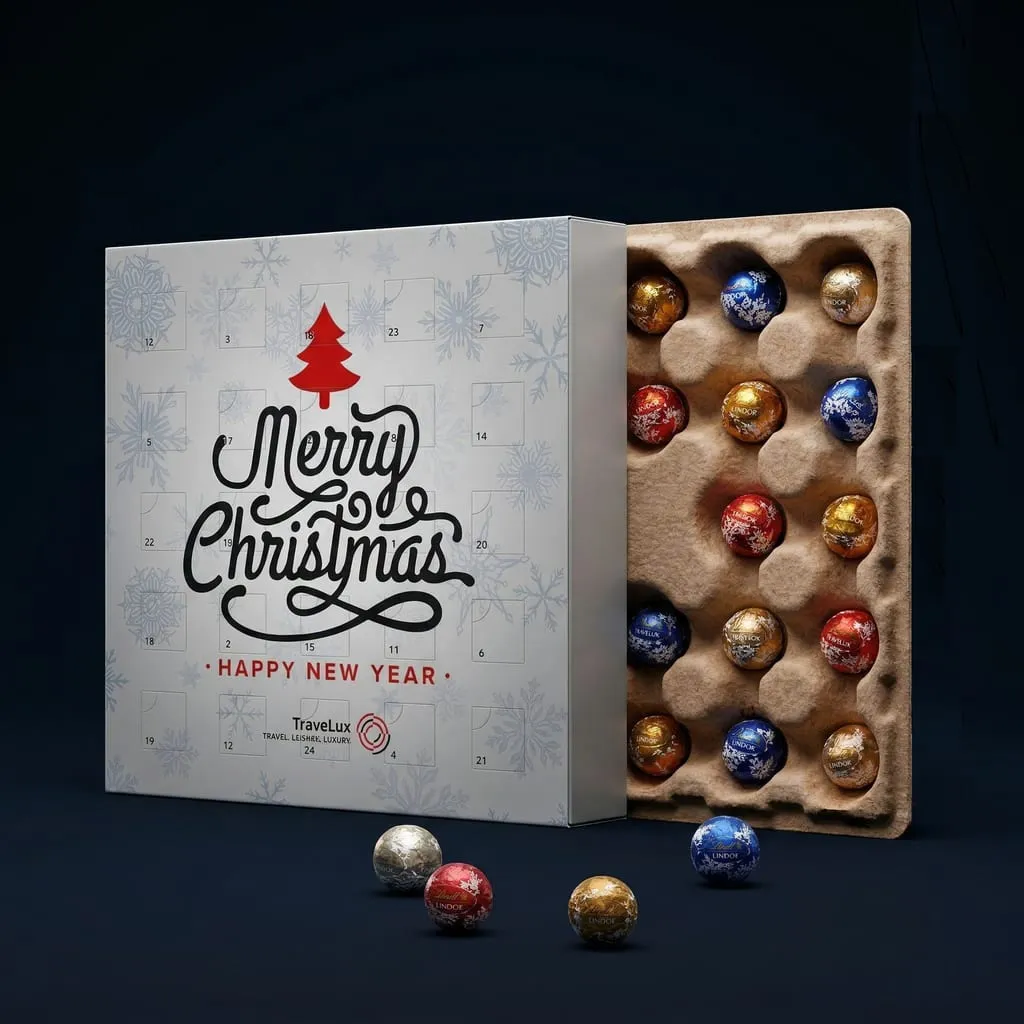 Paper inlay advent calendar pralines recycled paper ScaPAP food-safe recyclable — Scafa Thermoforming
