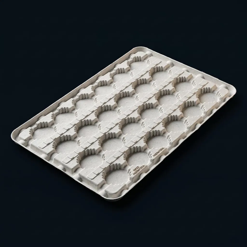 Paper tray white virgin fiber multi-cavity ScaPAP recyclable food-safe — Scafa Thermoforming